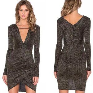 Revolve Bec & Bridge Black Sands Metallic Mini Dress 2